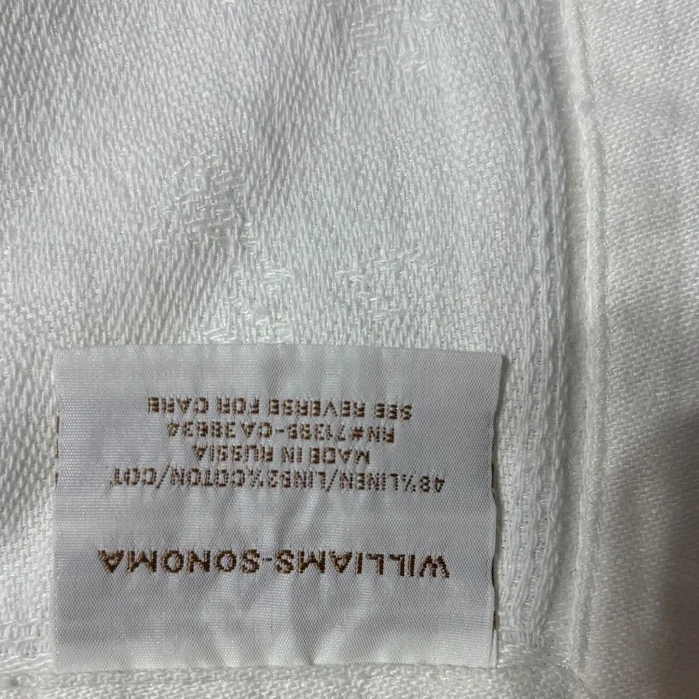 Williams Sonoma white textured linen cotton square napkin linens table setting